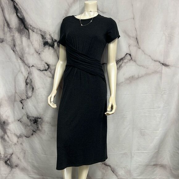 Anthropology dress charcoal, short sleeve mid length - Picture 1 of 8